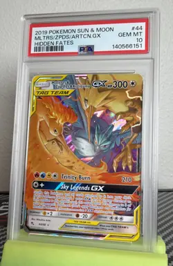 Pokemon Moltres & Zapdos & Articuno GX Hidden Fates Holo Ultra Rare #44 PSA 10 - Image 1