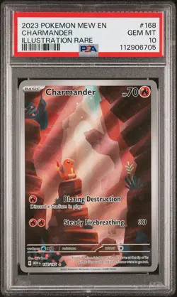2023 POKEMON MEW EN-151 ILLUSTRATION RARE #168 CHARMANDER PSA 10 - Image 1