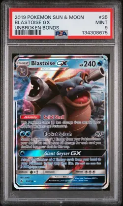 2019 Pokemon Sun and Moon Unbroken Bonds Blastoise Gx #35 PSA 9 - Image 1