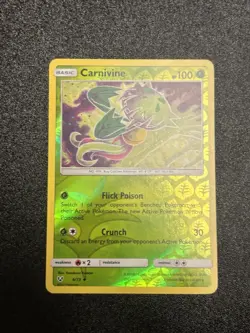 Carnivine 6/73 Sun & Moon Shining Legends Pokemon Reverse Holo NM - Image 2