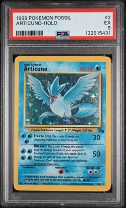 Articuno Holo Rare #2/62 PSA 5 1999 Pokemon Fossil - Image 1