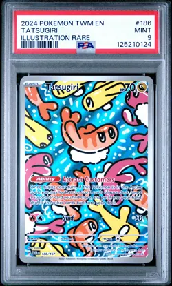 2024 POKEMON TWM EN-TWILIGHT MASQUERADE ILLUSTRATION RARE #186 TATSUGIRI PSA 9 - Image 1