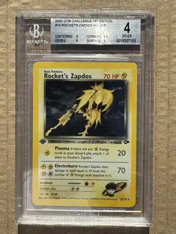 2000 Pokemon Gym Challenge 1st Edition Rocket's Zapdos #15 Holo BGS 4 - Image 1