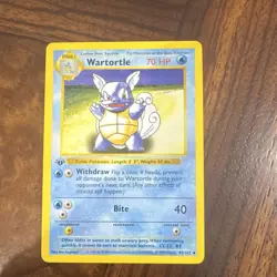 Pokemon Wartortle 042/102 Base Set Shadowless 1st Edition Uncommon - Image 1
