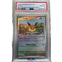 2025 POKEMON PRE EN-PRISMATIC EVOLUTIONS #074 EEVEE MASTER BALL REVERSE PSA 10 - Image 1