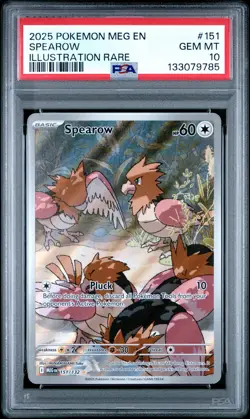 2025 POKEMON MEG EN-MEGA EVOLUTION ILLUSTRATION RARE #151 SPEAROW PSA 10 - Image 1