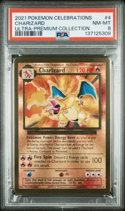 2021 POKEMON CELEBRATIONS ULTRA-PREM COLL #4 CHARIZARD PSA 8 - Image 1