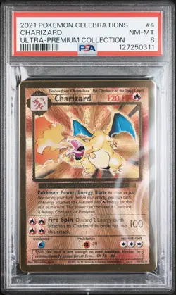 2021 POKEMON CELEBRATIONS ULTRA-PREM COLL #4 CHARIZARD PSA 8 - Image 1