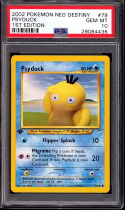 2002 Pokemon Neo Destiny 1st Edition Psyduck #79 PSA 10 GEM MINT - Image 1