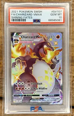 2021 POKEMON SWORD & SHIELD SHINING FATES #SV107 FULL ART/CHARIZARD VMAX PSA 10 - Image 1