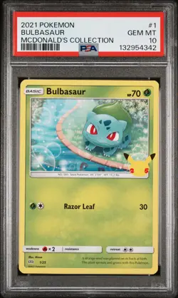2021 POKEMON MCDONALD'S COLL #1 BULBASAUR PSA 10 - Image 1