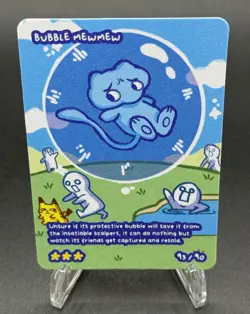 Pokedoodles Bubble Mewmew 93/90 - Secret Rare - Pokemon Bubble Mew Fan Art - Image 1