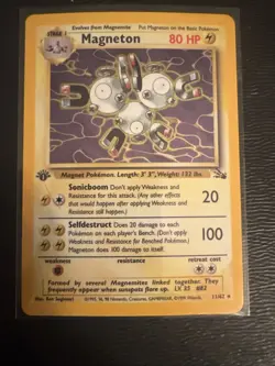 Pokemon TCG Magneton Fossil Holo Rare Card 11/62 1st Edition - Image 1
