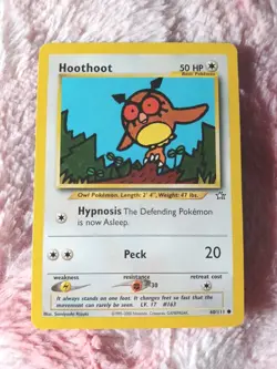 2000 Pokemon Hoothoot 60/111 Neo Genesis Rare Vintage Card TCG - Image 1