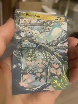 Pachirisu Pokemon Full Painted ACEO ATC Custom Finished Pokemon Card 1/1 Art - Image 5