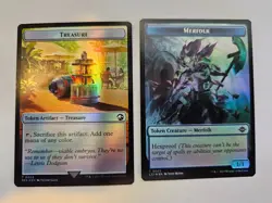 MTG FOIL Treasure | Merfolk Double-Sided Token - Jurassic Park - Ixalan - Image 1