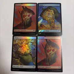 mtg full art foil pizza lands , 4 in total!! color, borderless, TMNT, unplayed - Image 1