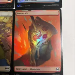 mtg full art foil pizza lands , 4 in total!! color, borderless, TMNT, unplayed - Image 4