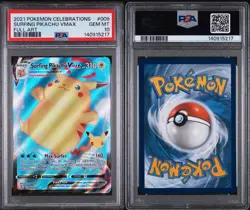 2021 POKEMON CELEBRATIONS #009 FULL ART/SURFING PIKACHU VMAX PSA 10 - Image 3