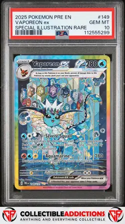 2025 Pokemon Pre En-Prismatic Evolutions #149 Vaporeon Ex PSA 10 Gem Mint - Image 1