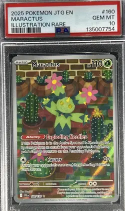 2025 Pokemon Journey Together Illustration ** MARACTUS ** 160/159 💎 PSA 10 💎 - Image 1