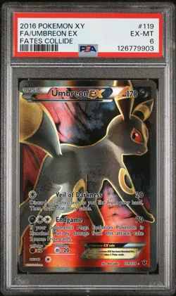2016 POKEMON XY FATES COLLIDE #119 FULL ART/UMBREON EX PSA 6 - Image 1