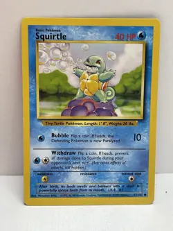 Pokemon TCG WOTC VTG MP Squirtle 063/102 Base Set Regular - Image 1