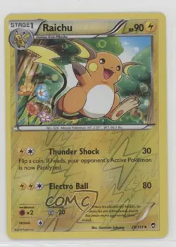 Raichu Reverse Foil Pokemon XY Furious Fists #28 - Image 1