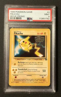 1999 POKEMON GAME MOVIE MOVIE PROMO #4 PIKACHU PSA 9 - Image 1