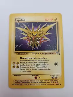 Pokemon Zapdos 30/62 – Fossil 1999 – Rare Non-Holo – HP - Image 1