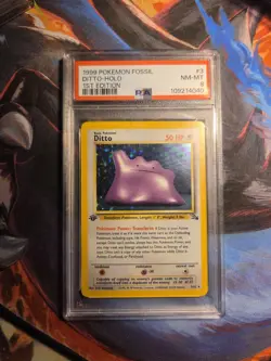 1999 POKEMON FOSSIL 1ST EDITION #3 DITTO-HOLO PSA 8 WOW LOOK FAST - Image 1