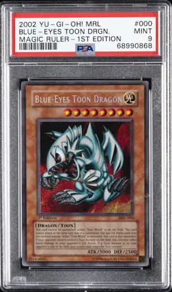 2002 YU-GI-OH! MRL-MAGIC RULER 1ST ED #000 BLUE-EYES TOON DRAGON PSA 9 - Image 1