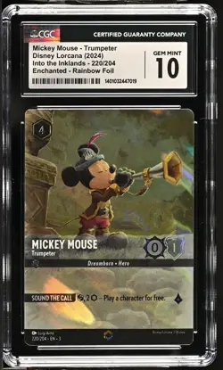 Disney Lorcana GRADED Mickey Mouse Trumpeter 220/204 Enchanted GM 10 CGC ENG - Image 1