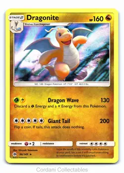Dragonite 96/149 - Sun & Moon Base Set - Holo Rare Pokemon Card - Near Mint - Image 1