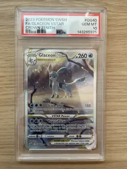 Glaceon VSTAR GG40/GG70 Crown Zenith: Galarian Gallery Holo Card PSA 10 Gem Mint - Image 1