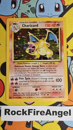 Pokemon Charizard Base Set Holo Rare Card 4/102 Vintage - Image 1