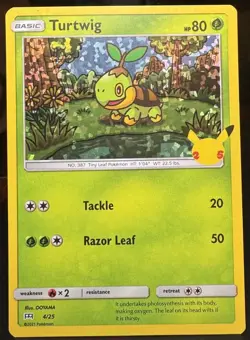 Pokemon Pokemon TCG Turtwig 004/025 McDonald's 25th Anniversary Promo Holo Card - Image 1