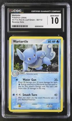 CGC 10 Wartortle EX Fire Red & Leaf Green 50/112 Reverse Holo Pokemon Card - Image 1