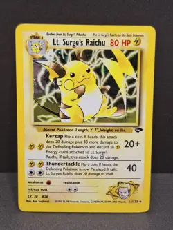 Lt. Surge's Raichu 11/132 Pokemon Gym Challenge Unlimited Holo Rare Card Vintage - Image 1