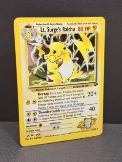 Lt. Surge's Raichu 11/132 Pokemon Gym Challenge Unlimited Holo Rare Card Vintage - Image 2