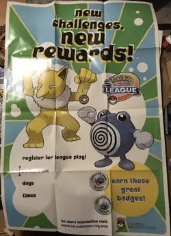 2004 PROMO Pokemon Organized Play League Poster Hypno Poliwhirl 32 X 36” - Image 1