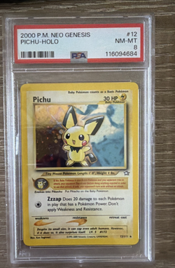 Pokemon Pichu P.M. Neo Genesis Holo Rare #12 PSA 8 - Image 1