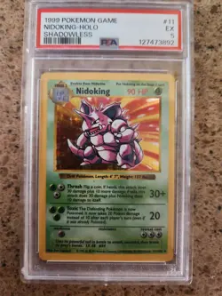 Pokemon Nidoking Holo Rare Shadowless Base Set PSA 5 - Image 1