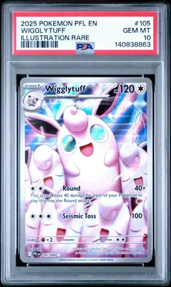 2025 Pokemon Phantasmal Flames EN Wigglytuff 105 Illustration Rare PSA 10 - Image 1