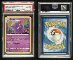 Gengar Champion's Path Pin Collection Holo Pokemon Sword Shield Black Star PSA 8 - Image 3