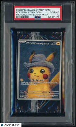 Pokemon Pikachu with Grey Felt Hat Van Gogh #085 Graded Sealed Promo PSA 10 - Image 1