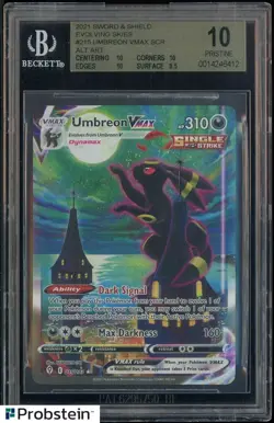 2021 Pokemon SWSH Evolving Skies #215 Umbreon VMAX SAR BGS 10 PRISTINE - Image 1