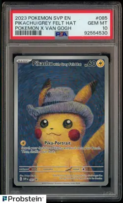Pokemon Pikachu with Grey Felt Hat Van Gogh 085 Promo PSA 10 Graded GEM MINT - Image 1
