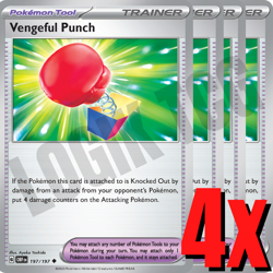 4x Vengeful Punch 197/197 x4- Obsidian Flames - Pokemon TCG - Playset - Image 1