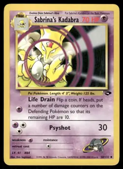 Pokemon Tcg Sabrina's Kadabra #58 Pokemon Gym Challenge LP - Image 1